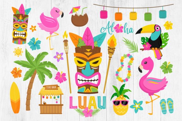Download Luau Tropical Hawaiian Clipart Bundle - Luau Collection