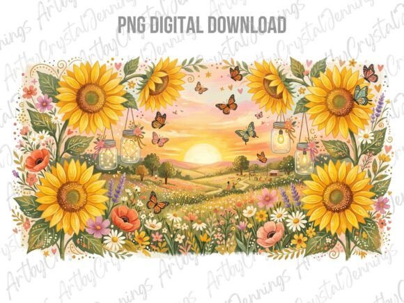 Download Sunflower Meadow Sunset PNG - Flower Collection