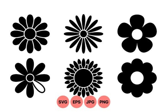 Download Simple Retro Flower Silhouette Set - Flower Collection