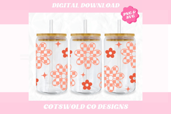 Download Boho Retro Flower 16oz Cup Wrap SVG PNG - Flower Collection