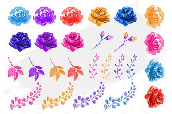 Download Floral Set, Flowers Illustrations, Roses - Flower Collection