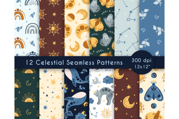 Download Boho Celestial Seamless Pattern PNG - Premium Bundle